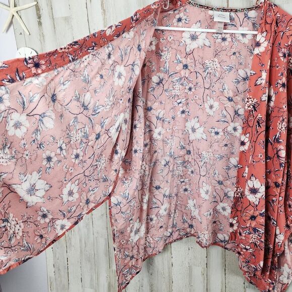 Knox Rose Desert Coral Floral Tassel Cardigan Size XS/S - Picture 7 of 11